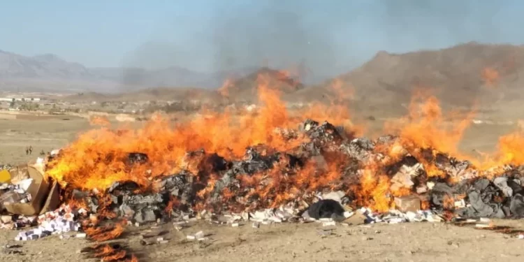 خوست؛ ۳۰ ټنه تاریختېره خوراکي توکي او درمل سوځول شوي