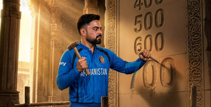 راشد خان په شل اوریز کرکټ کې ۷۰۰ ویکټې پوره کړې